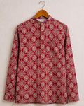 Crimson Elegance – Printed Cotton Short Kurta