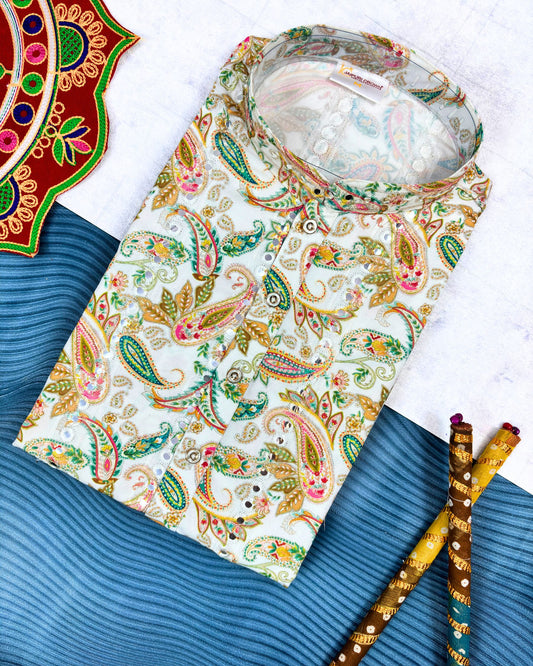 Twinkling Mirror Work Kurta