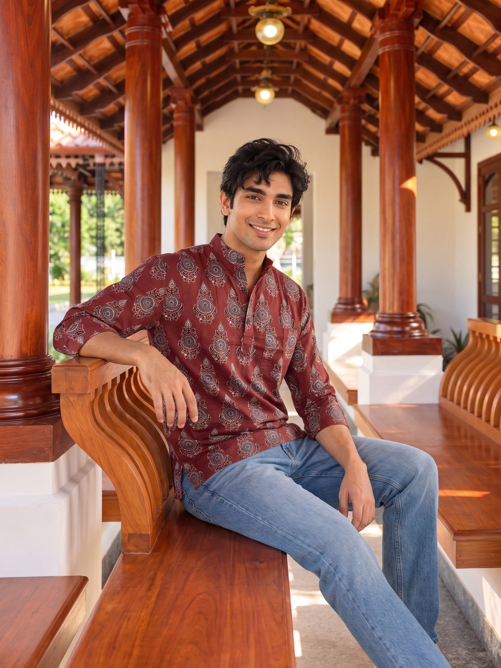 Royal Charm – Printed Cotton Short Kurta