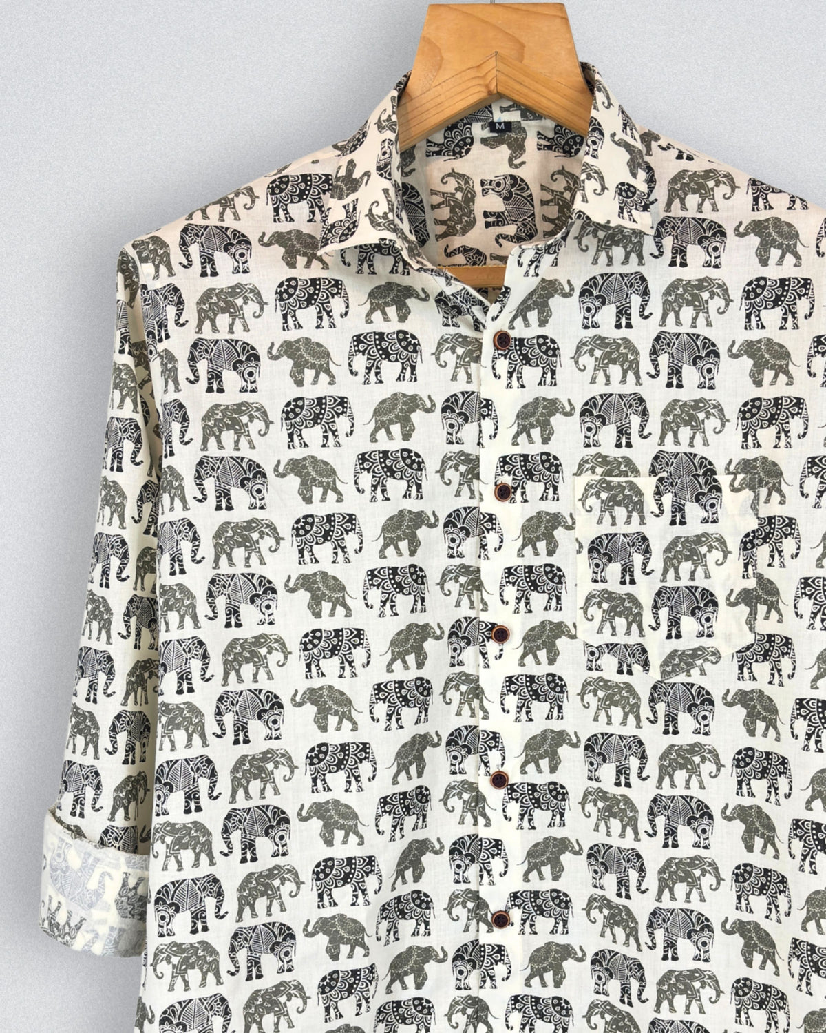 Wild Safari – Full Sleeve Cotton Shirt in Grey & Black