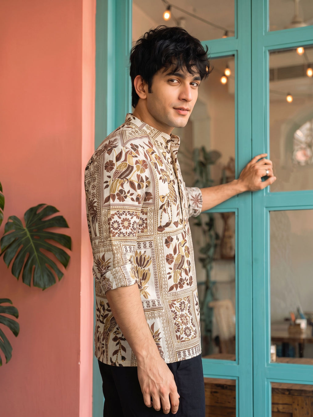 Earthy Elegance – Printed Cotton Short Kurta