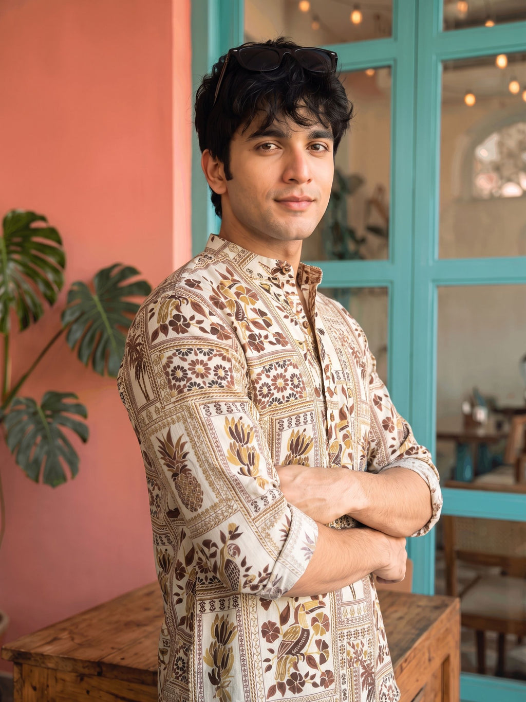 Earthy Elegance – Printed Cotton Short Kurta
