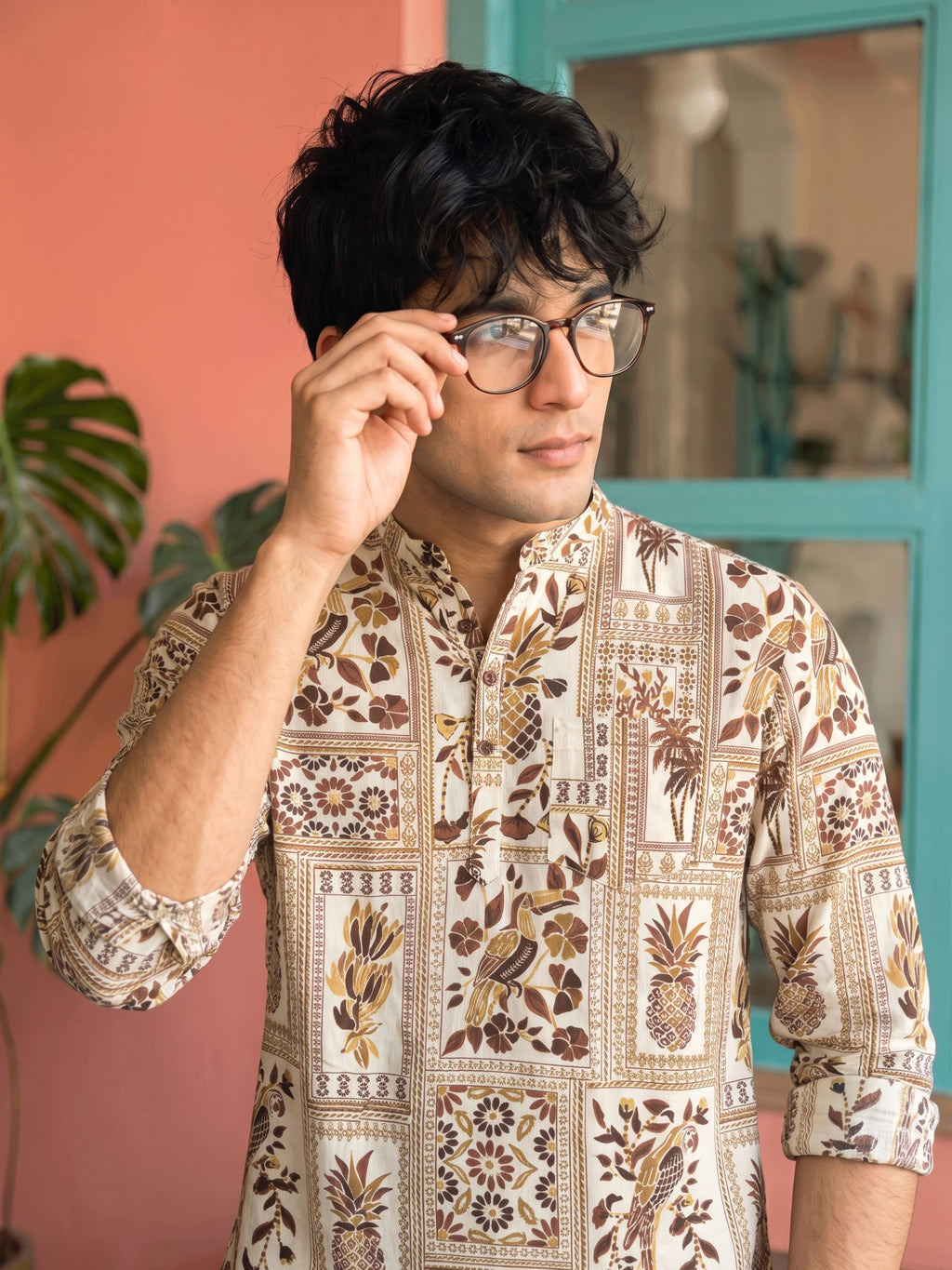 Earthy Elegance – Printed Cotton Short Kurta