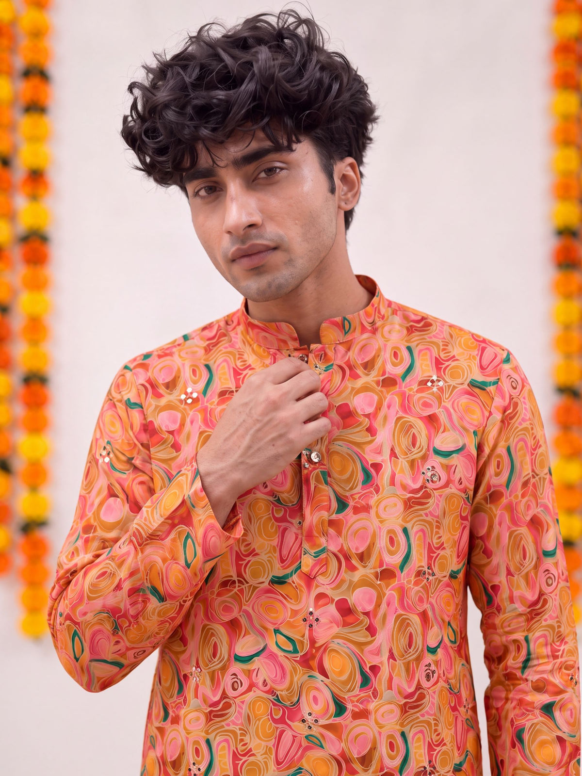 Peach Abstract – Fabric Printed Long Kurta