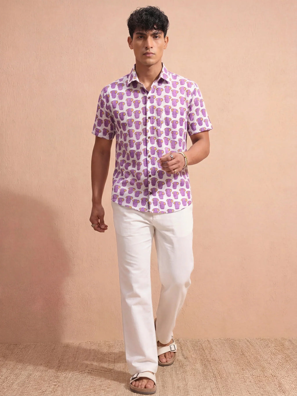 Vibrant Elephants – Cotton Half Sleeve Shirt