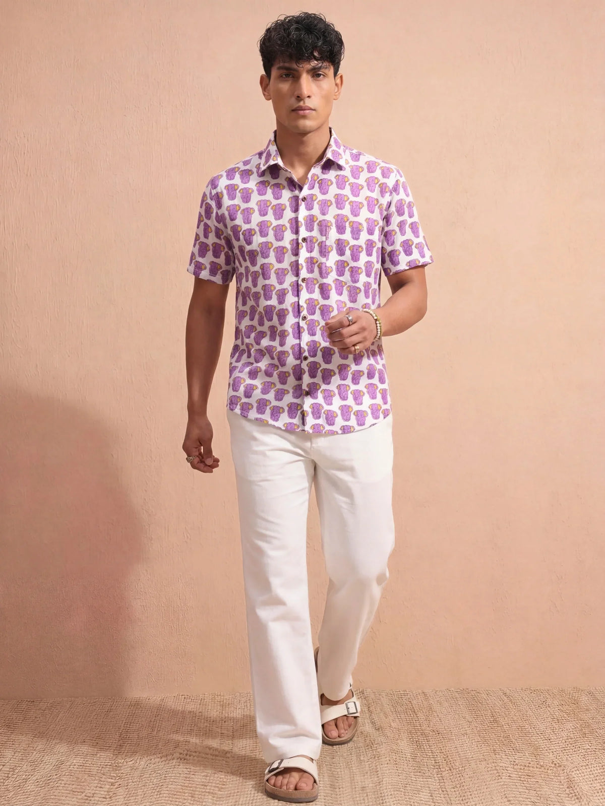 Vibrant Elephants – Cotton Half Sleeve Shirt