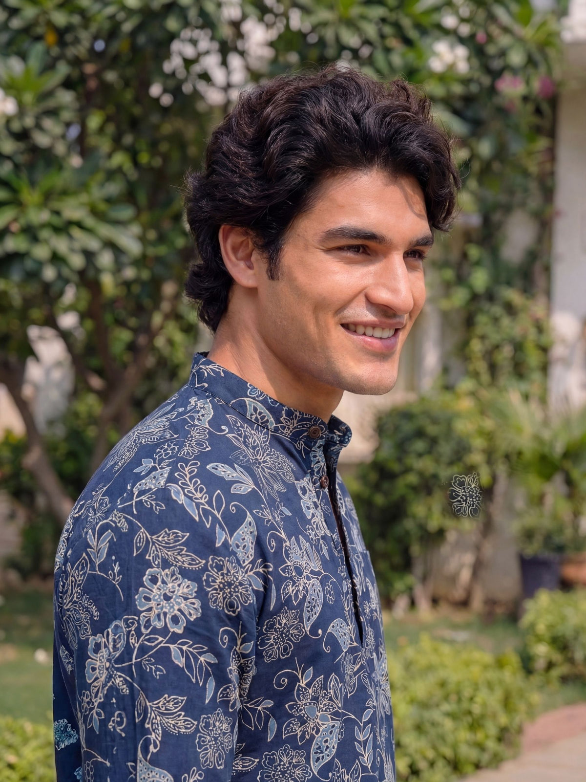 Azure Garden – Printed Cotton Short Kurta