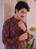 Heritage Vibes – Men's Printed Cotton Short Kurta