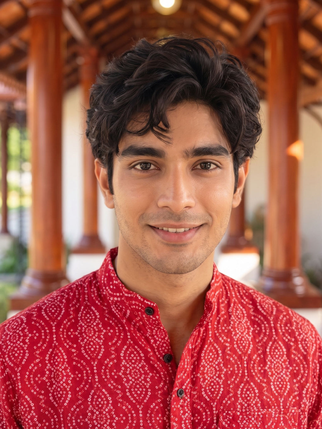 Crimson Charm – Printed Cotton Short Kurta