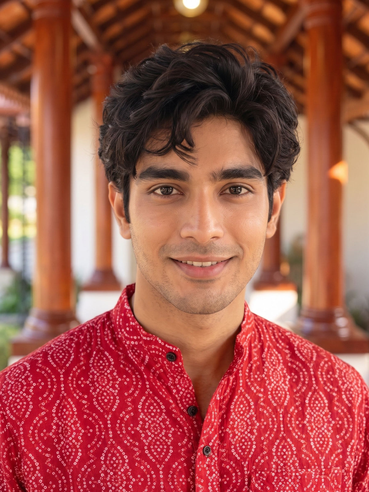 Crimson Charm – Printed Cotton Short Kurta