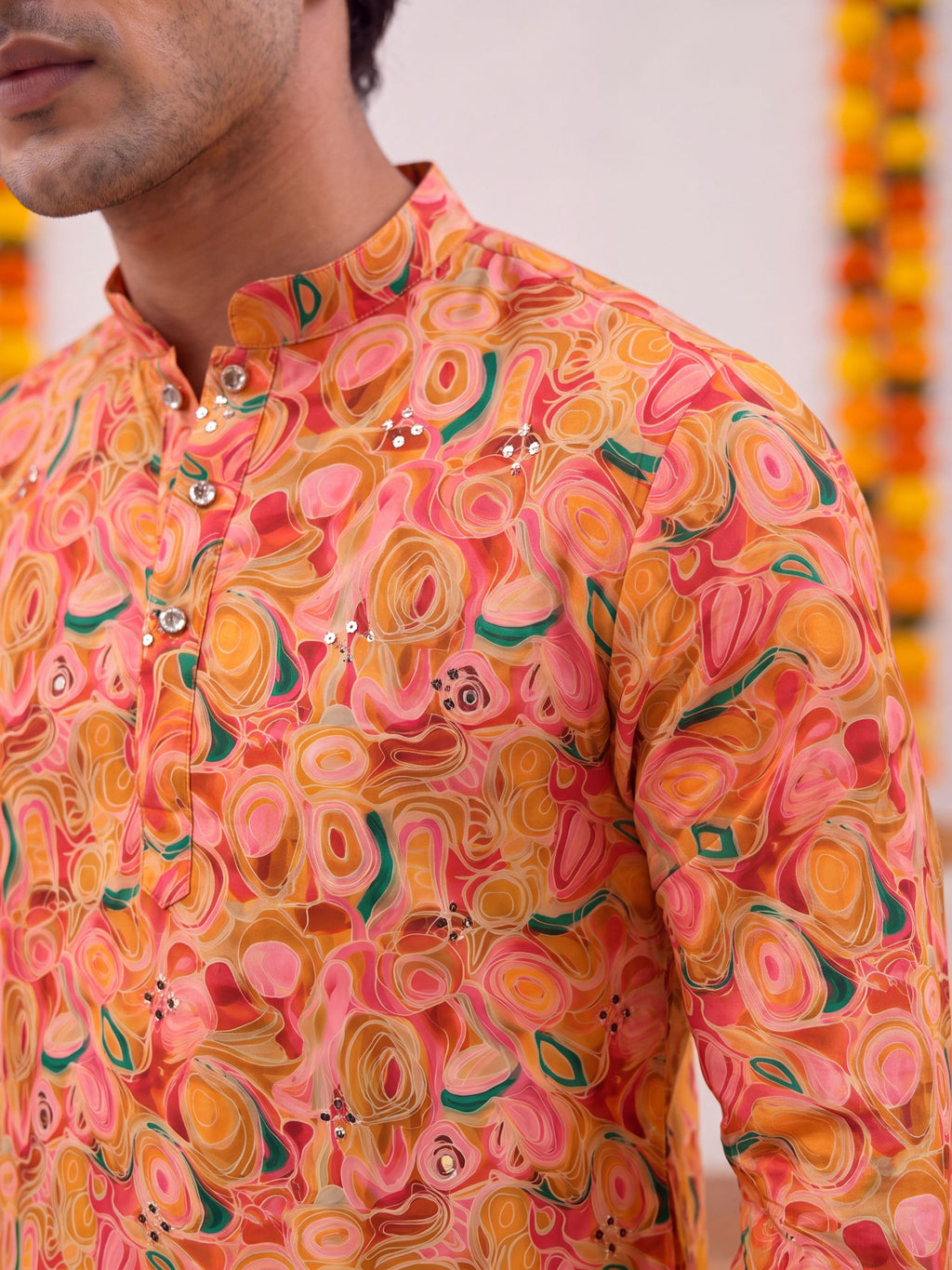 Peach Abstract – Fabric Printed Long Kurta