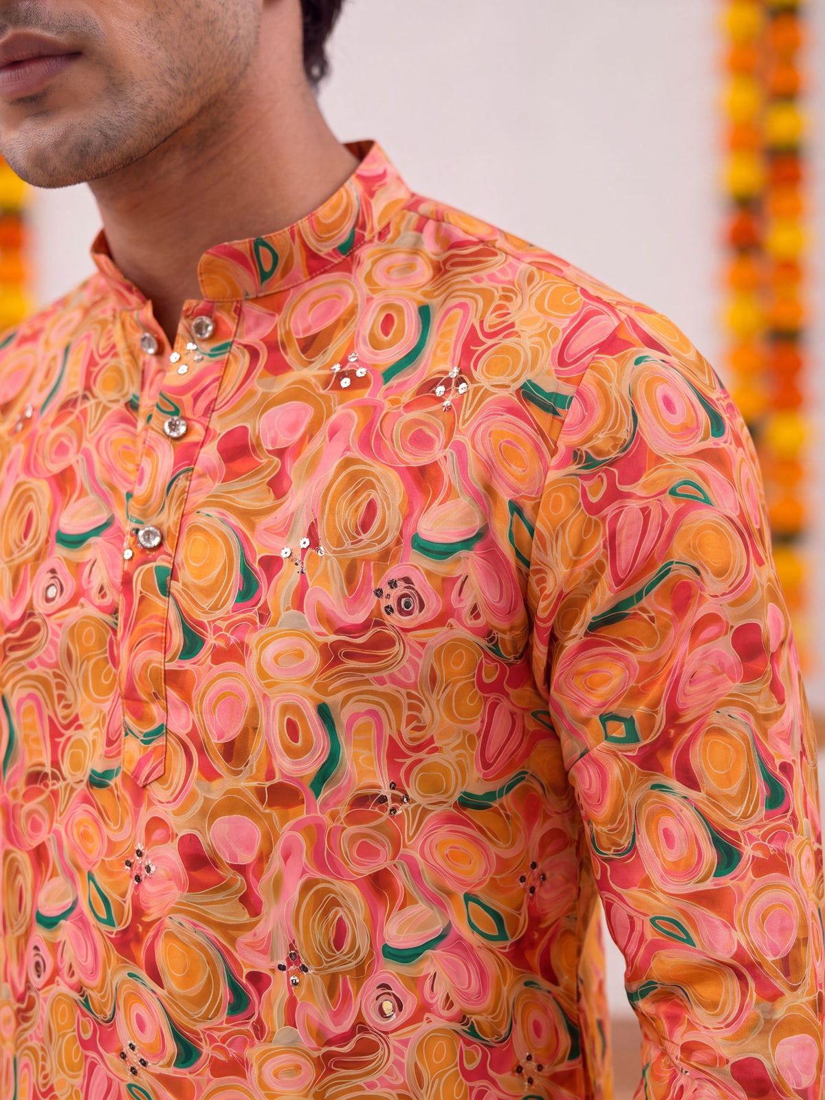 Peach Abstract – Fabric Printed Long Kurta