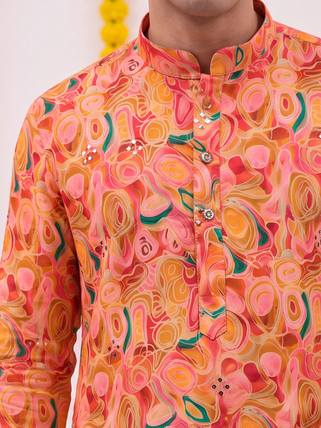 Peach Abstract – Fabric Printed Long Kurta