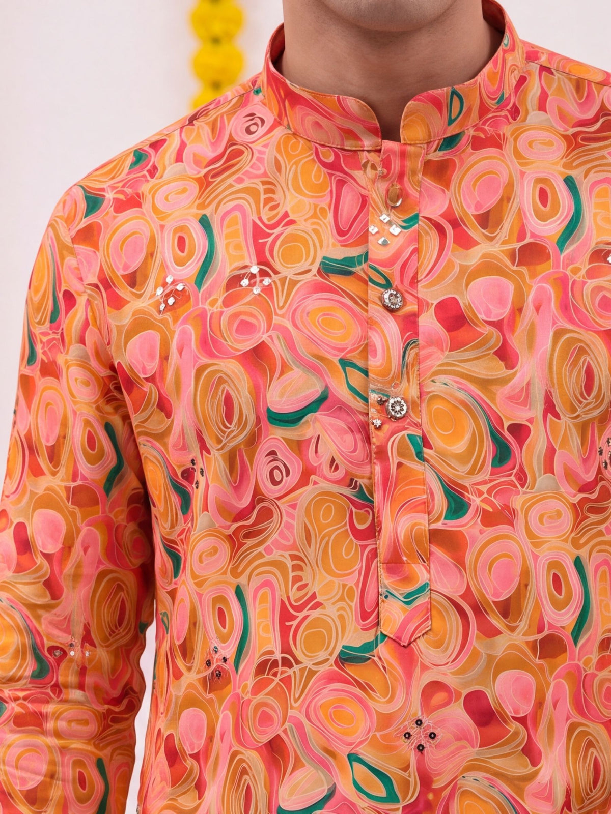 Peach Abstract – Fabric Printed Long Kurta