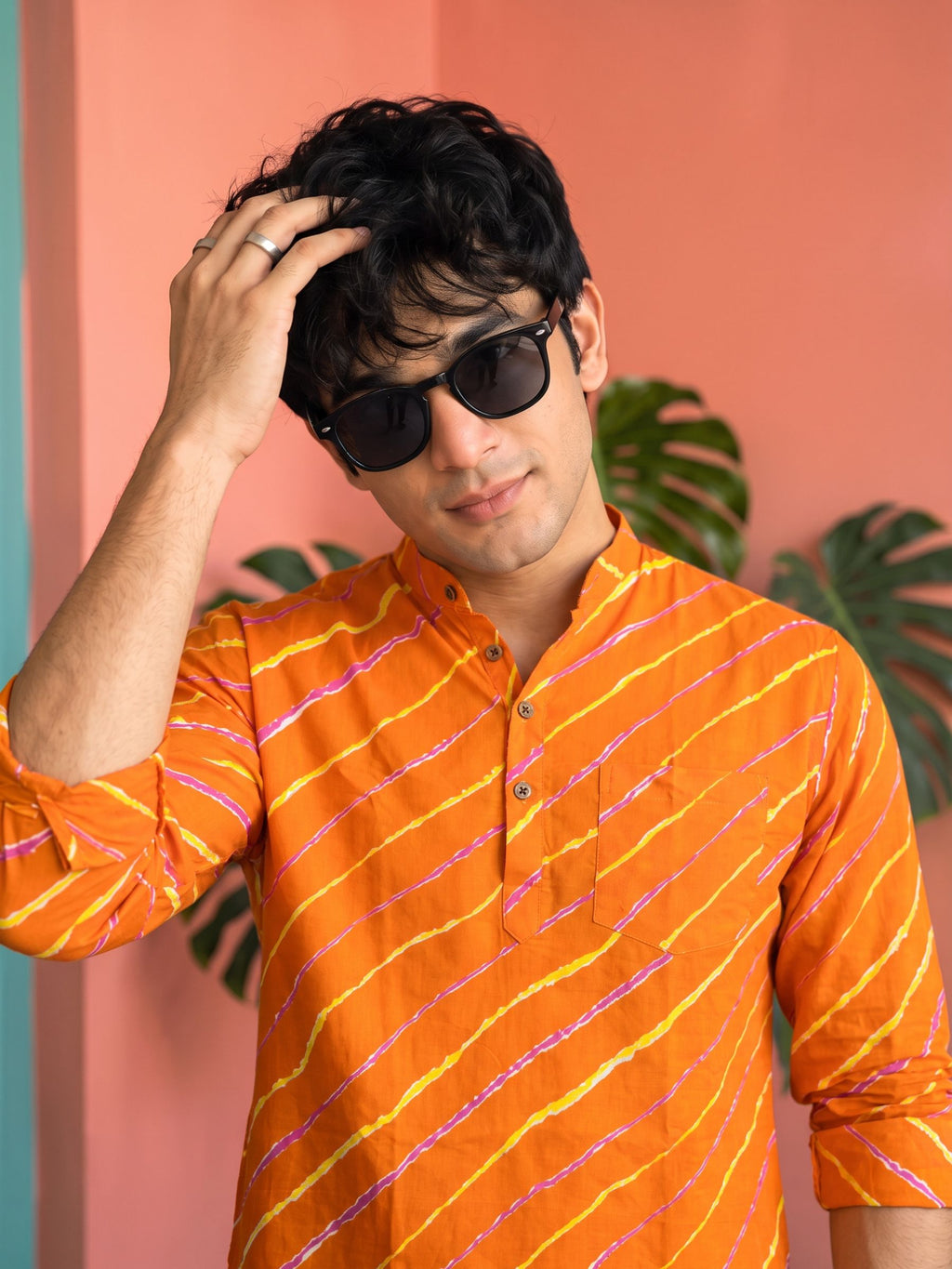 Vibrant Sunset – Printed Cotton Short Kurta