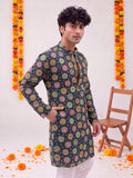 Navy Blue Geometric – Printed Long Kurta