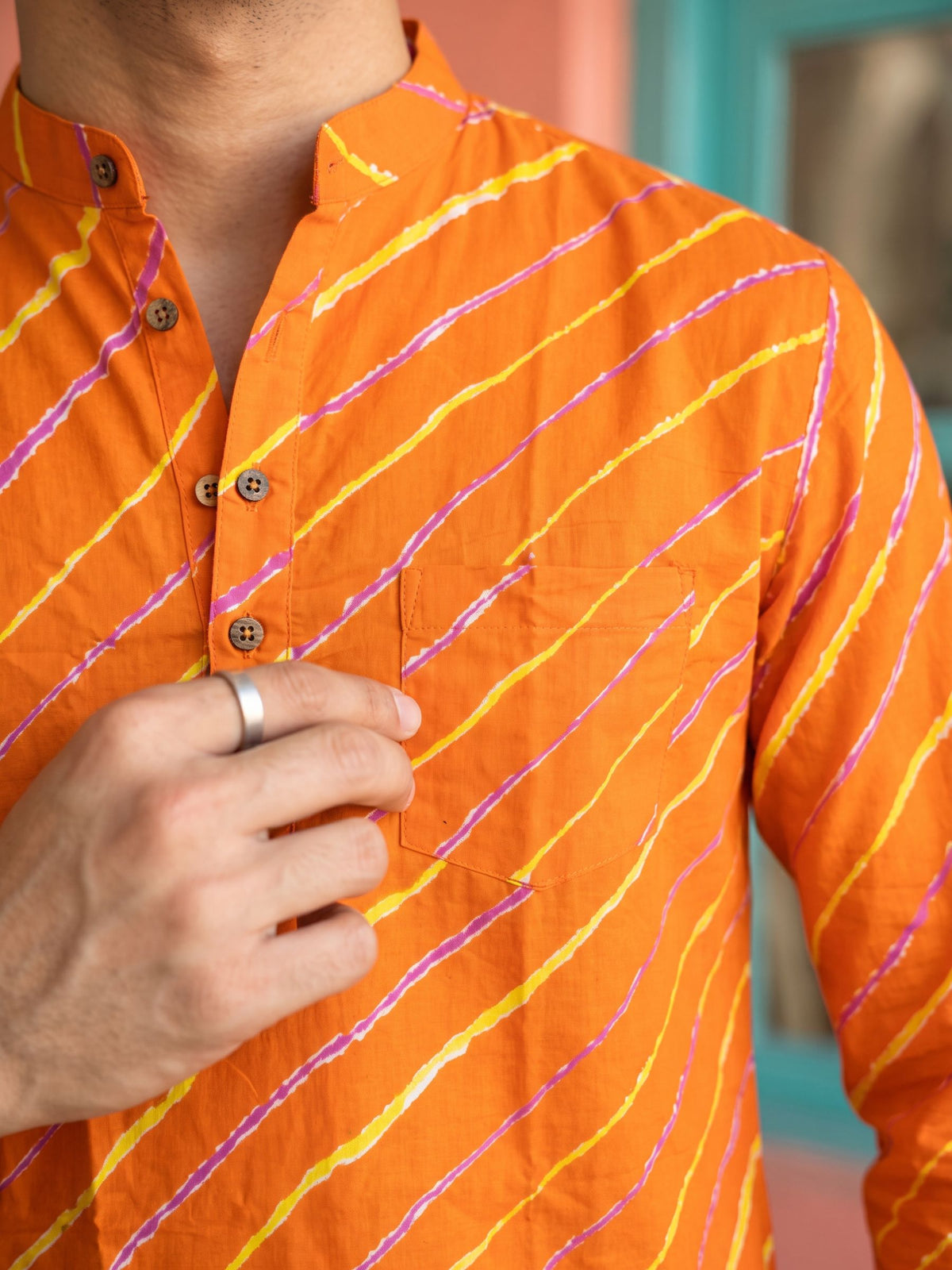 Vibrant Sunset – Printed Cotton Short Kurta