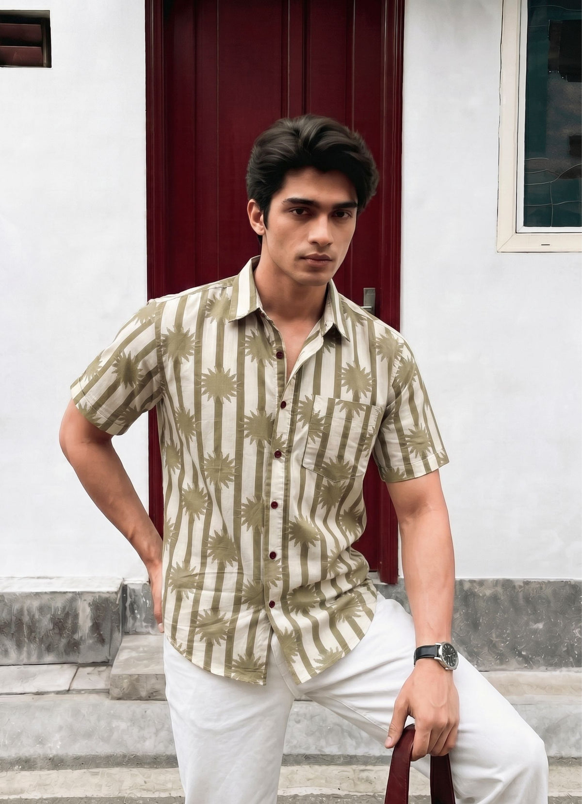 Sunshine Stripes – Men's Printed Cotton Shirt
