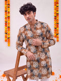 Brown Floral Jaal – Printed Long Kurta