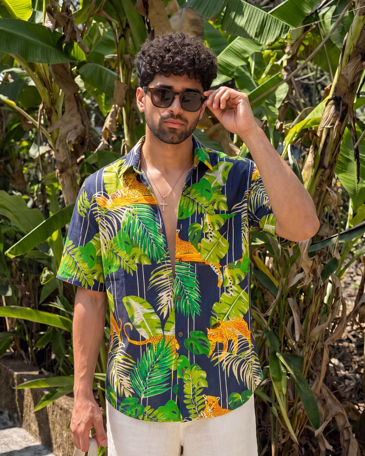Tropical Vibes – Printed Cotton Half Sleeve Shirt