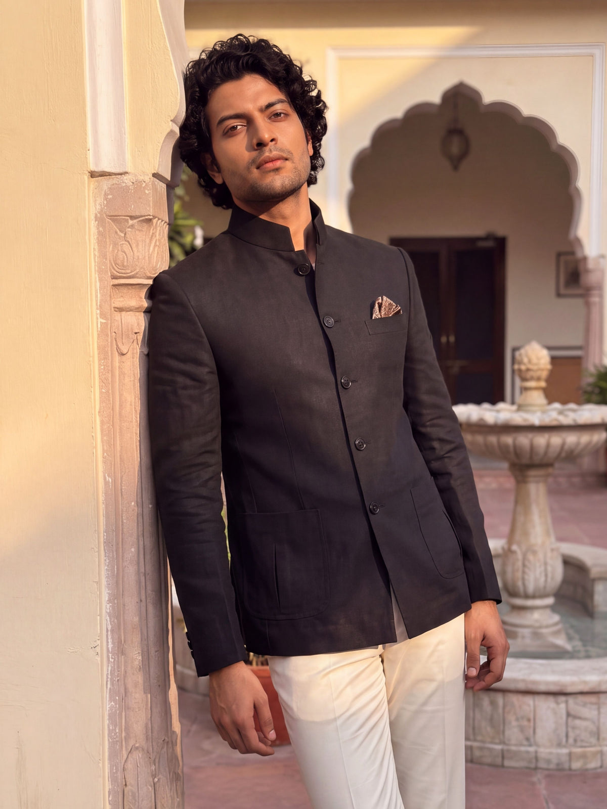 Elegant Linen Jodhpuri Bandhgala