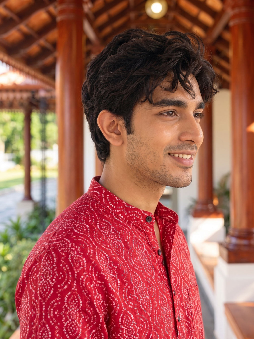 Crimson Charm – Printed Cotton Short Kurta