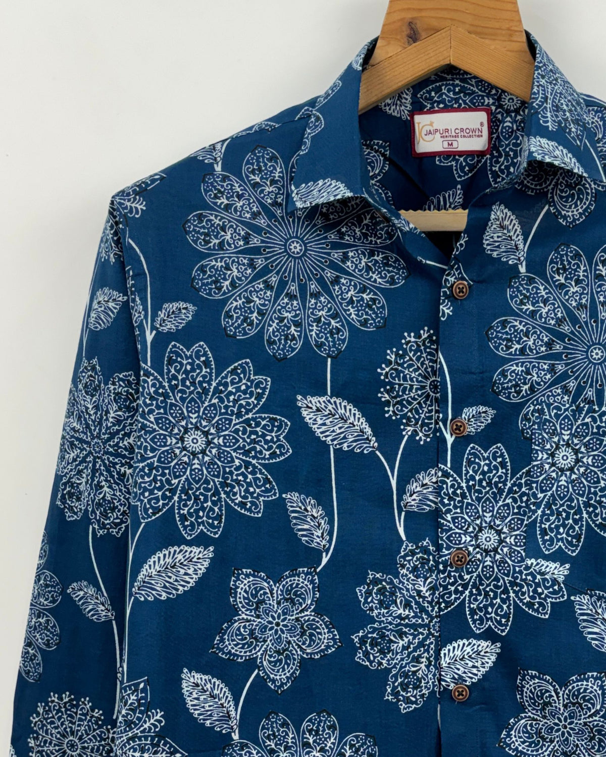 Navy Bloom – Printed Cotton Full Sleeve Shirt