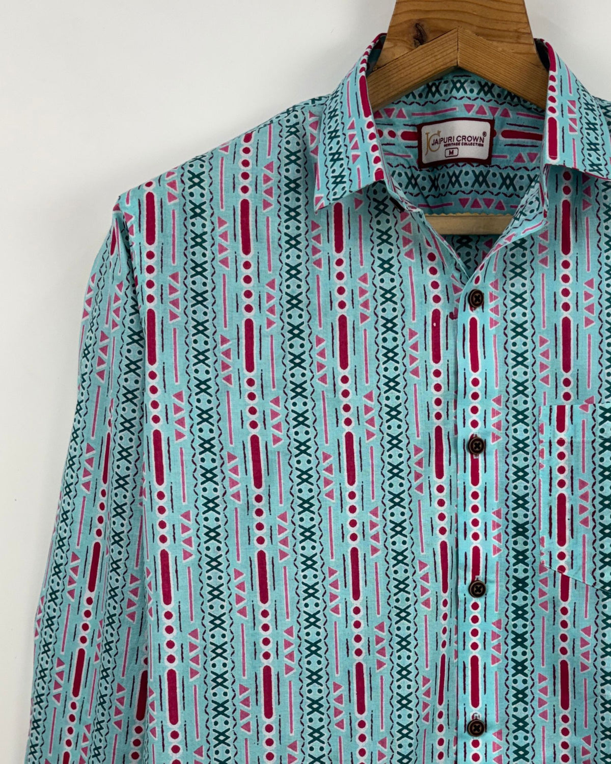 Turquoise Rhythm – Printed Cotton Full Sleeve Shirt