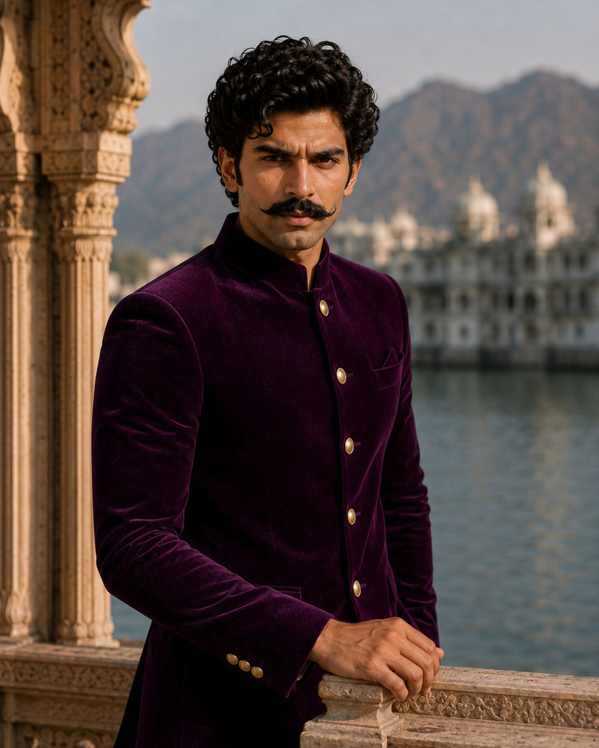 The Modern Velvet Jodhpuri - Wine