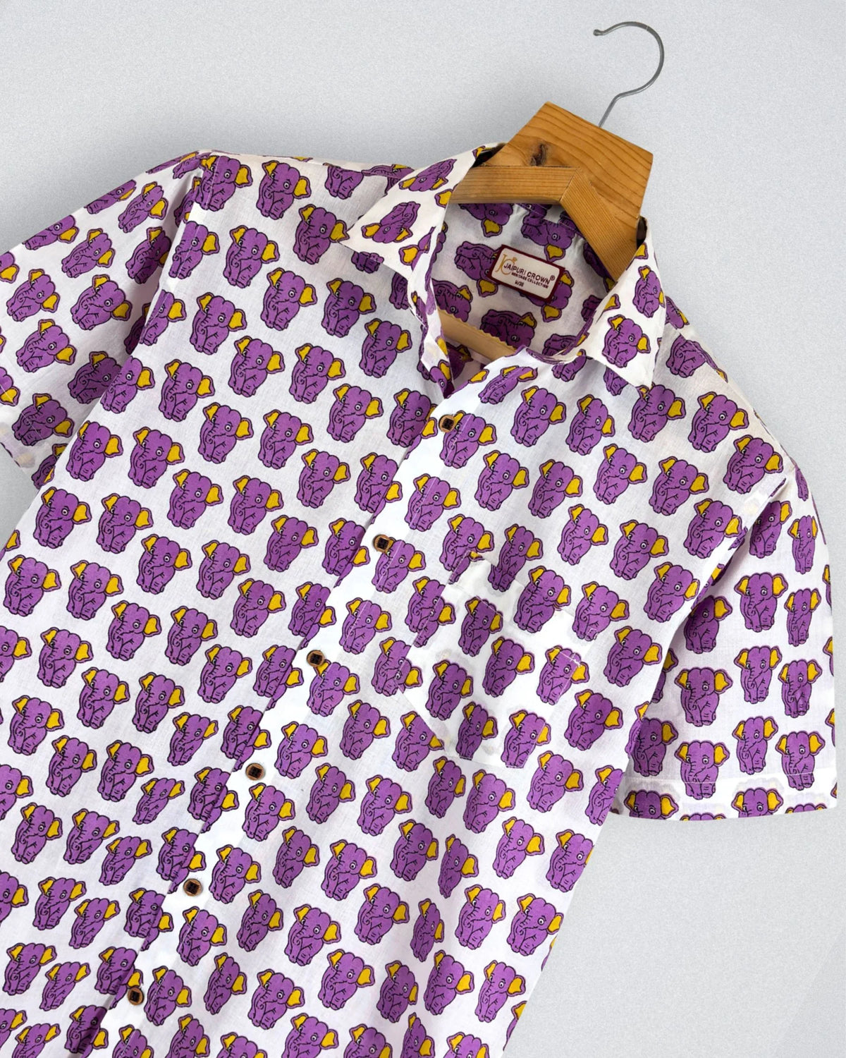 Vibrant Elephants – Cotton Half Sleeve Shirt