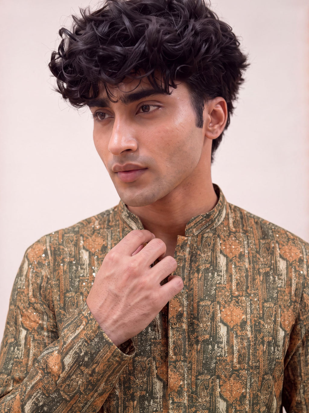 Olive Green Printed – Cotton Printed Long Kurta
