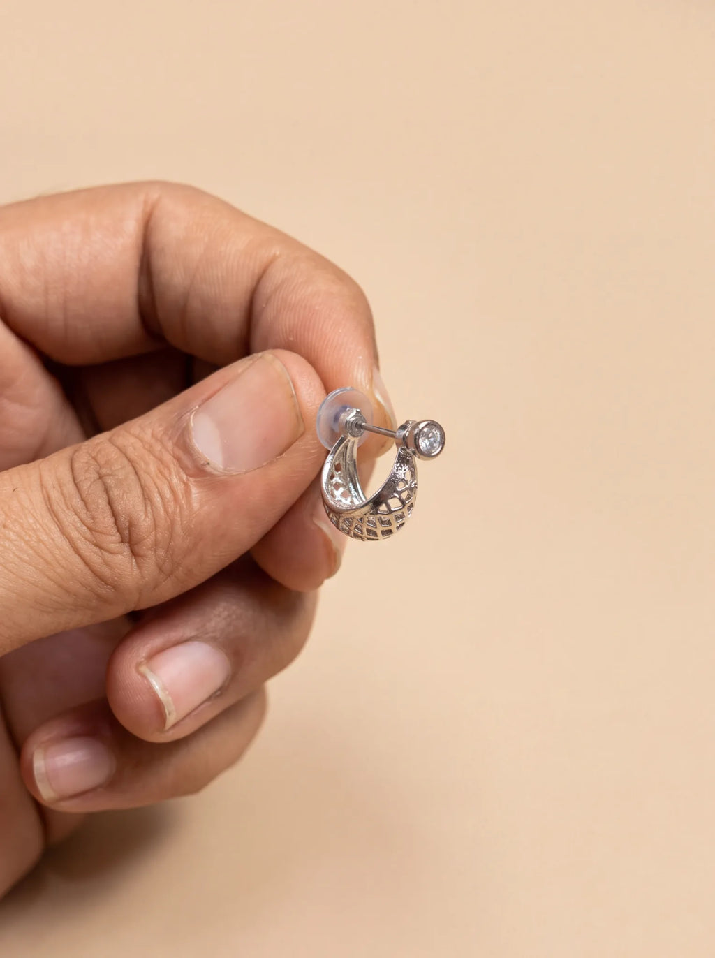 Stylish Silver Earrings for Men - Jaipuri Crown