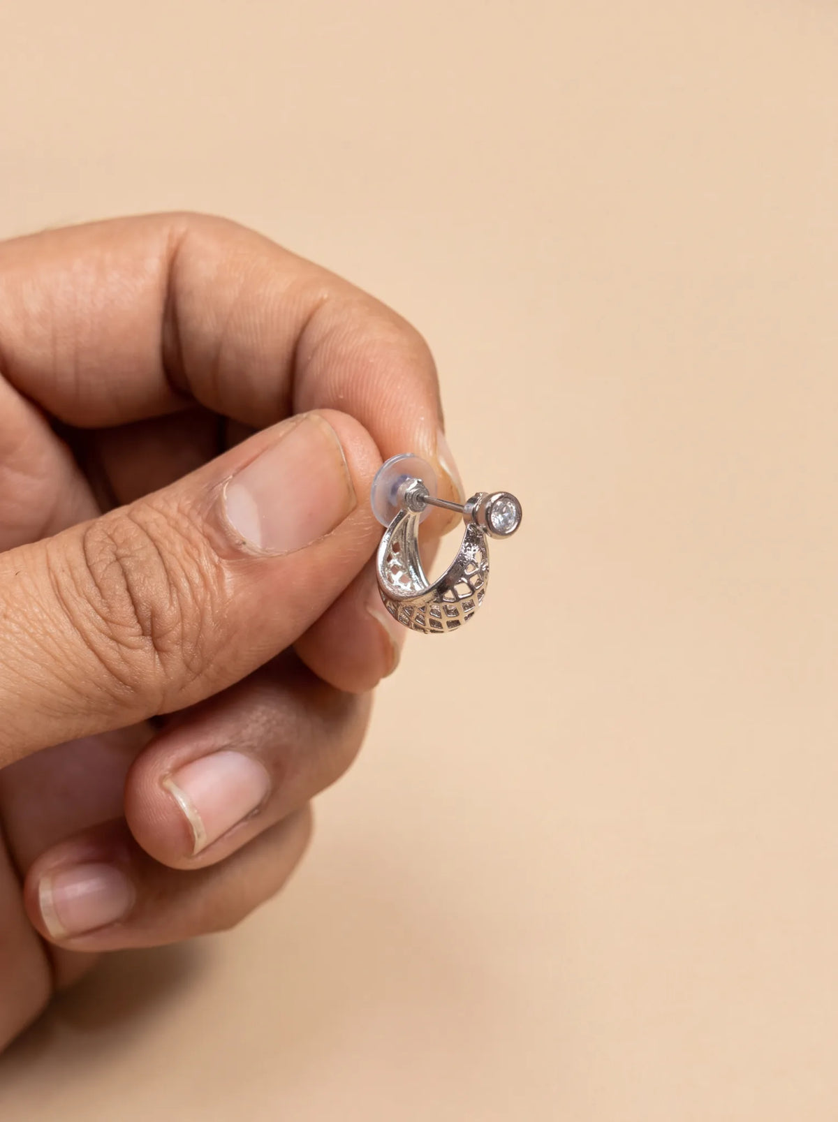 Stylish Silver Earrings for Men - Jaipuri Crown