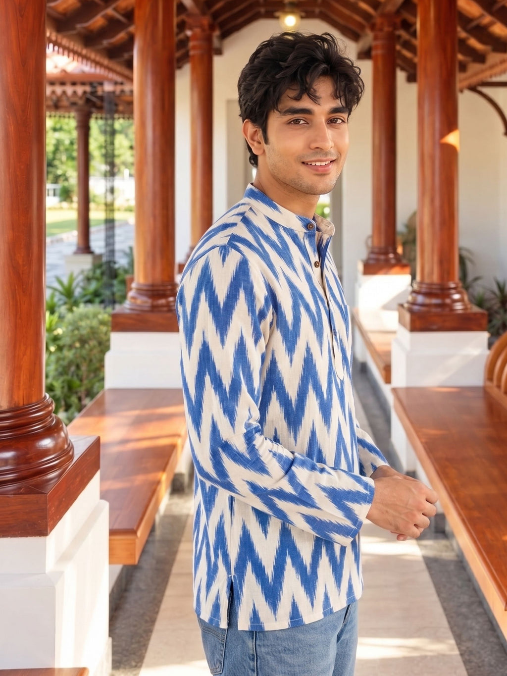 Azure Dreams – Men's Printed Cotton Kurta