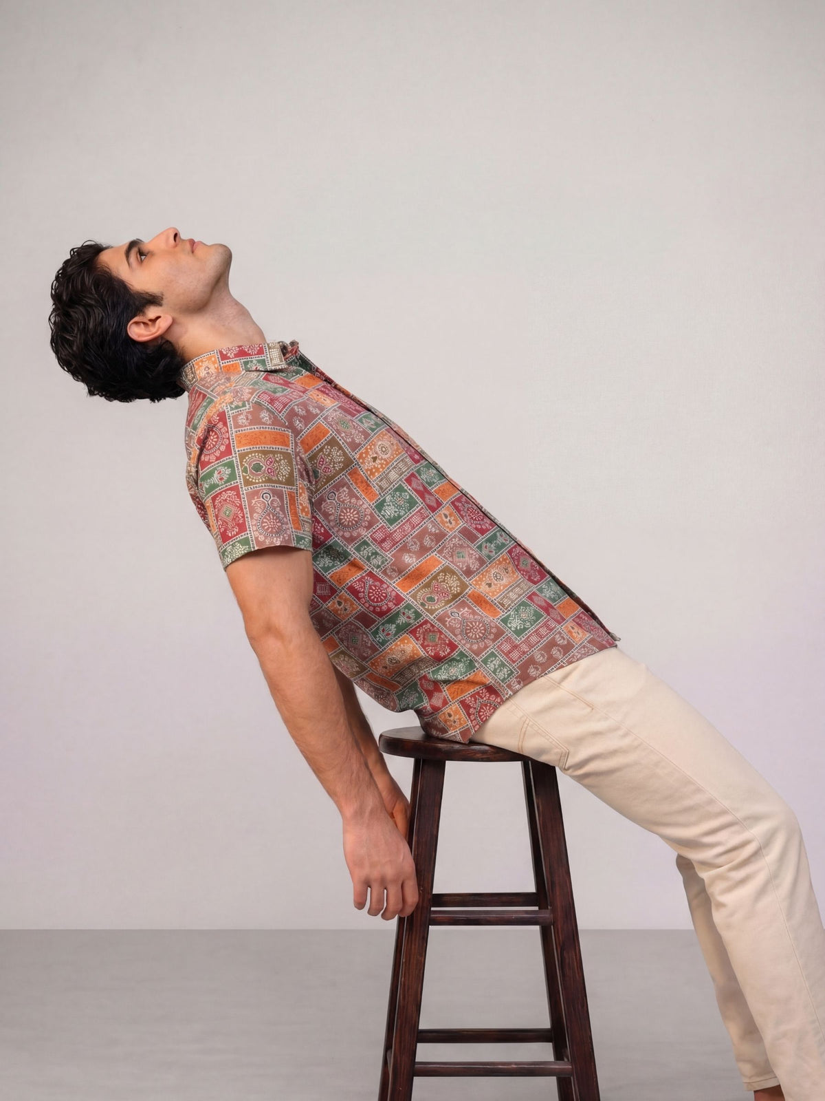 Geometric Harmony – Printed Cotton Half Sleeve