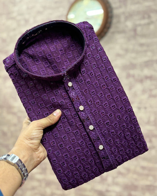 Purple Lucknowi Kurta