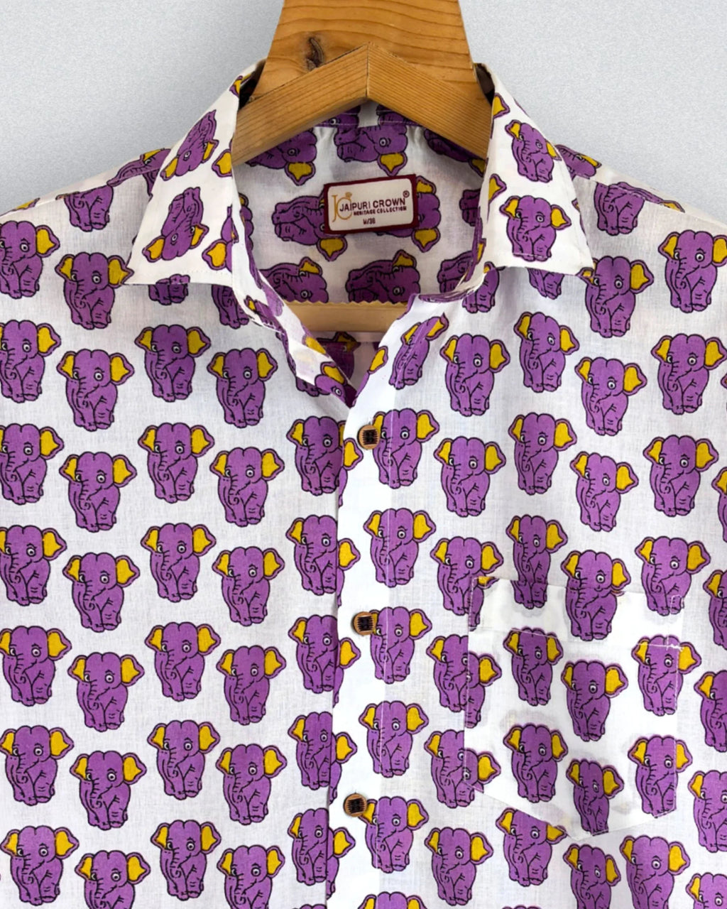 Vibrant Elephants – Cotton Half Sleeve Shirt