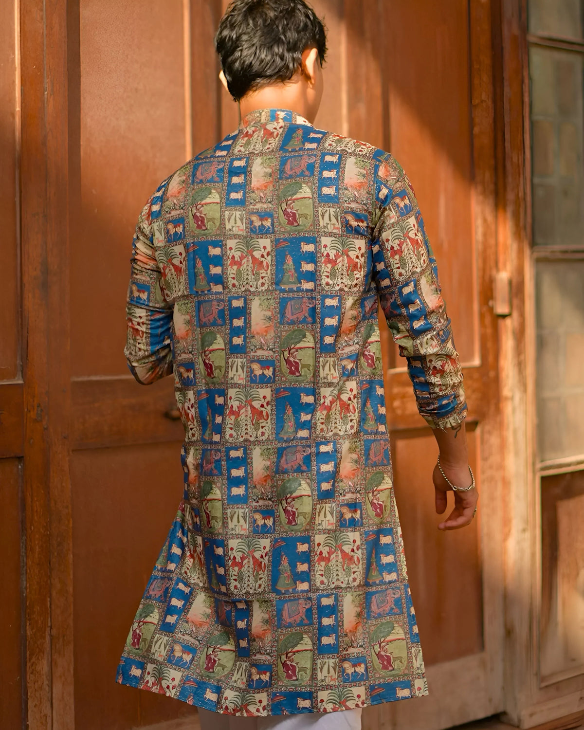 Heritage Miniature Art Long Kurta with Zari Work
