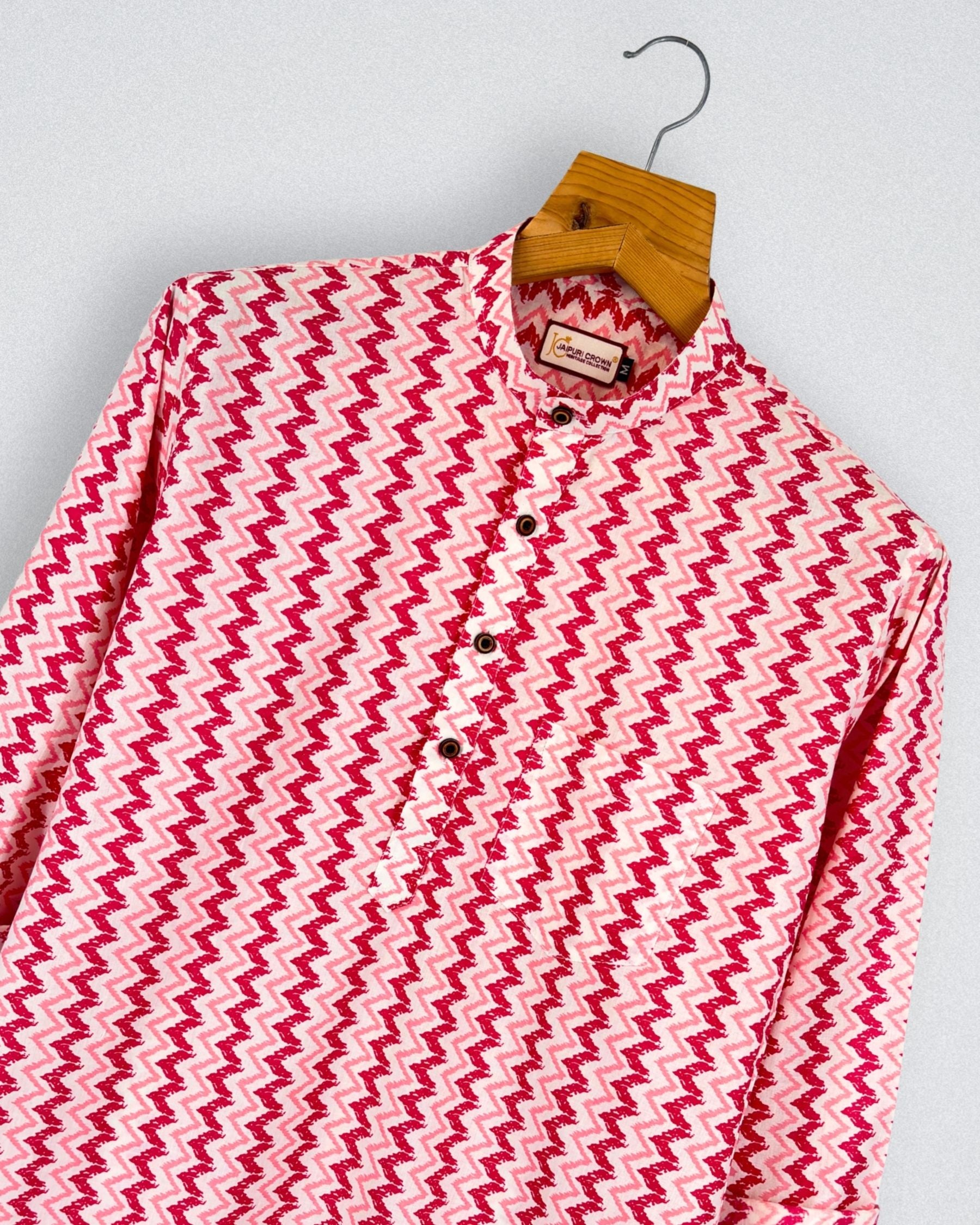 Zigzag Charm – Printed Cotton Short Kurta