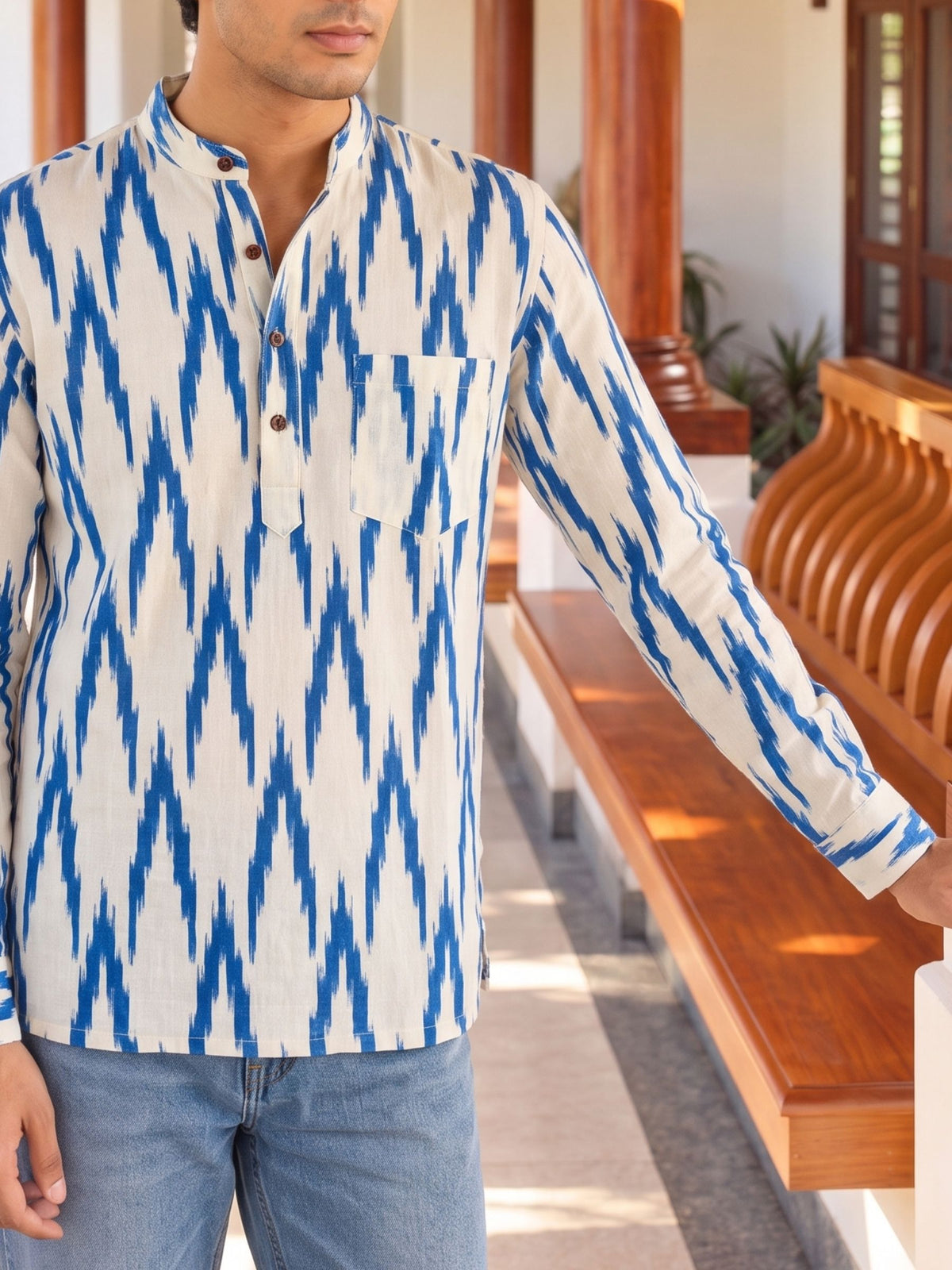 Azure Dreams – Men's Printed Cotton Kurta