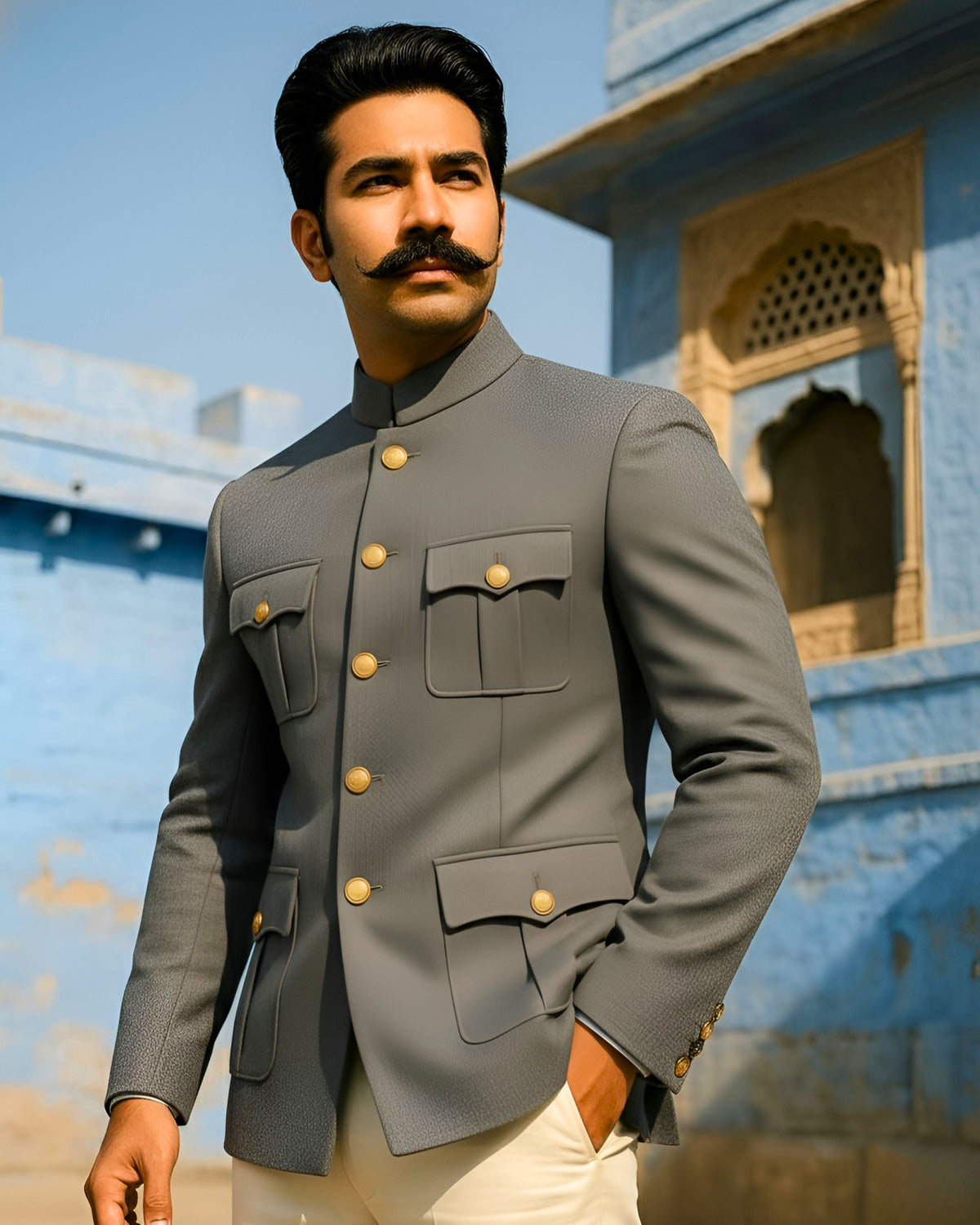 Jodhpuri Bandhgala- Grey
