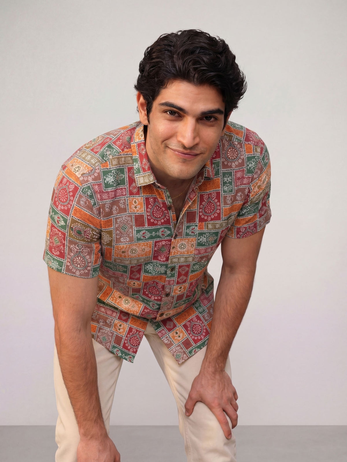 Geometric Harmony – Printed Cotton Half Sleeve