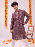 Maroon Mughal Floral – Printed Long Kurta