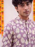 Lavender Floral Jaal – Textured Printed Long Kurta