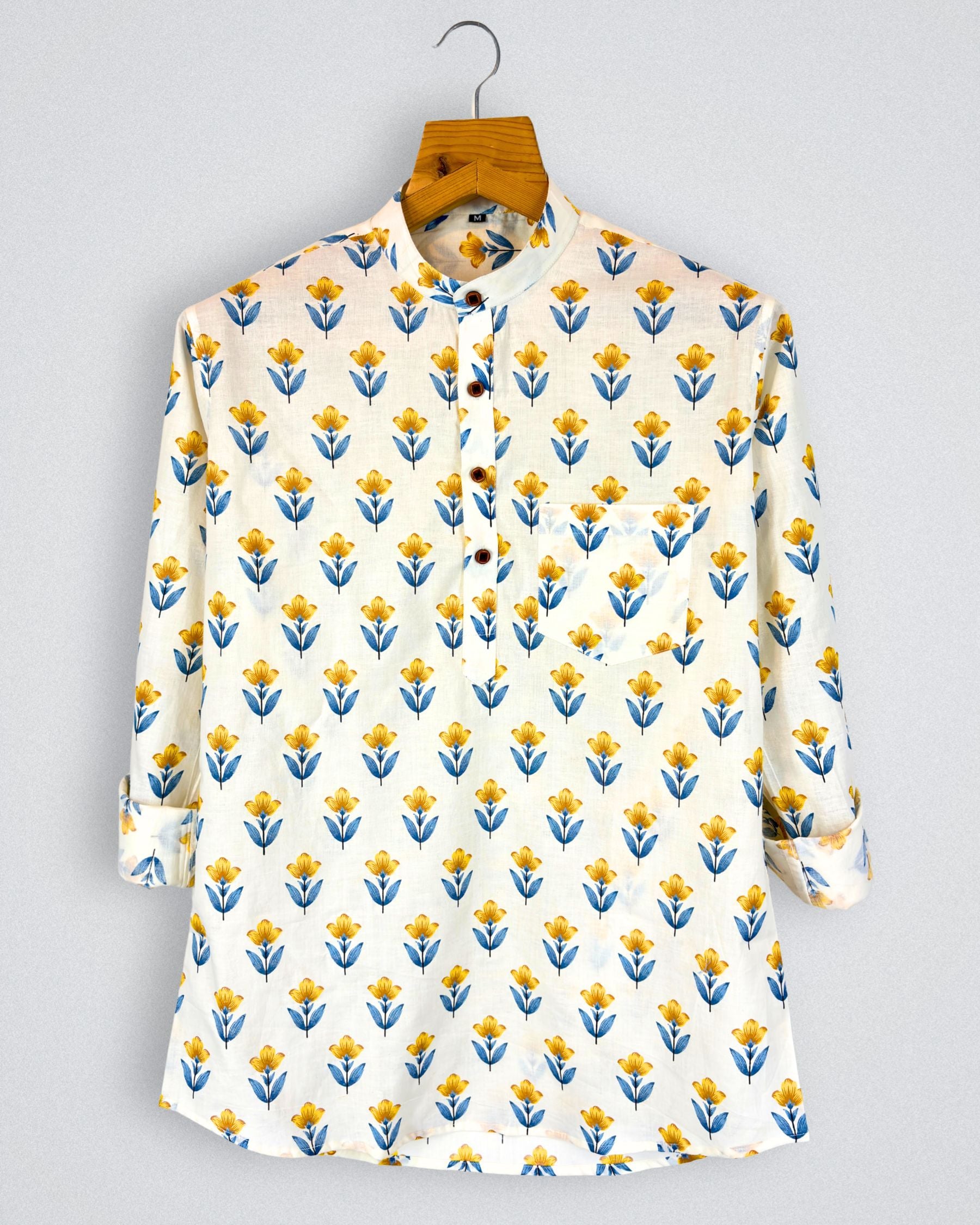 Floral Bliss – Printed Cotton Short Kurta