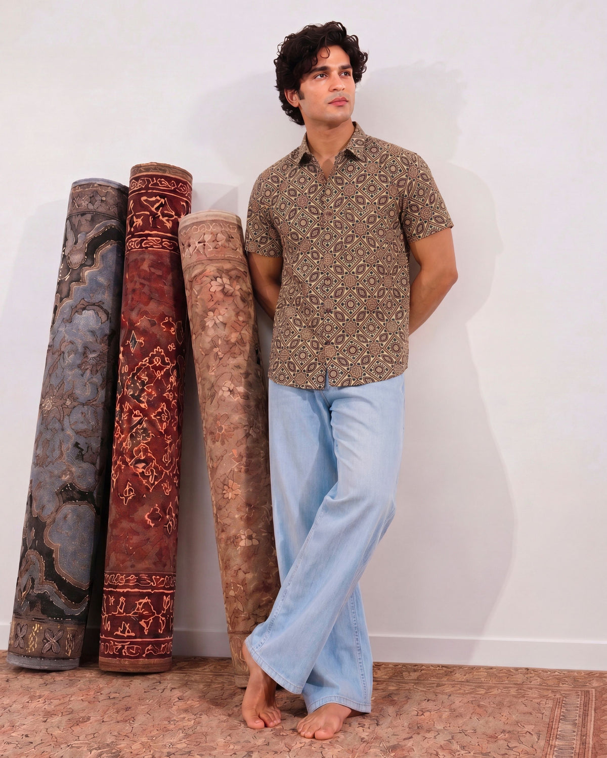 Desert Bloom – Printed Cotton Half Sleeve Shirt