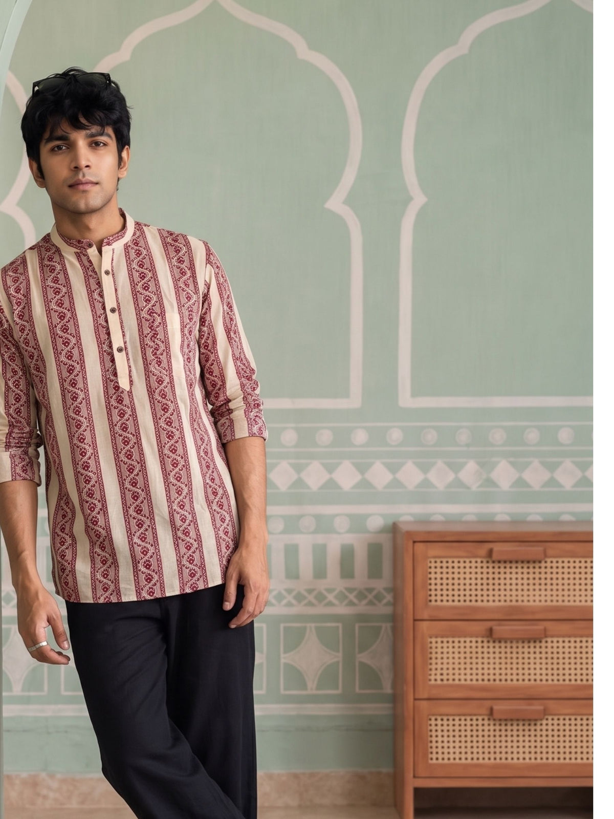Heritage Charm – Printed Cotton Short Kurta