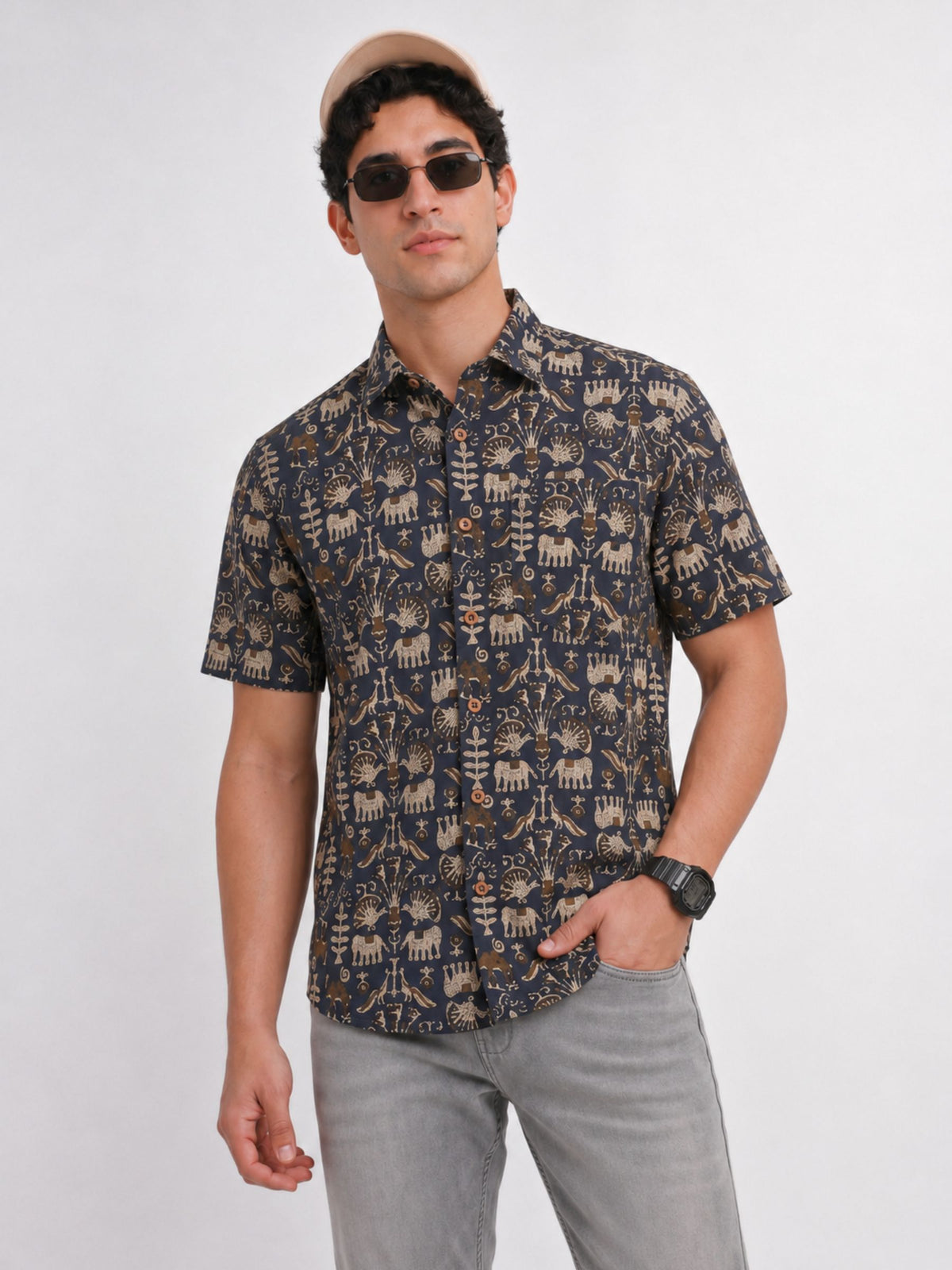 Desert Bloom — Floral Digital Printed Cotton Cambric Shirt | Jaipuri Crown