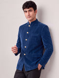 Royal Navy Blue Velvet Jodhpuri Bandhgala