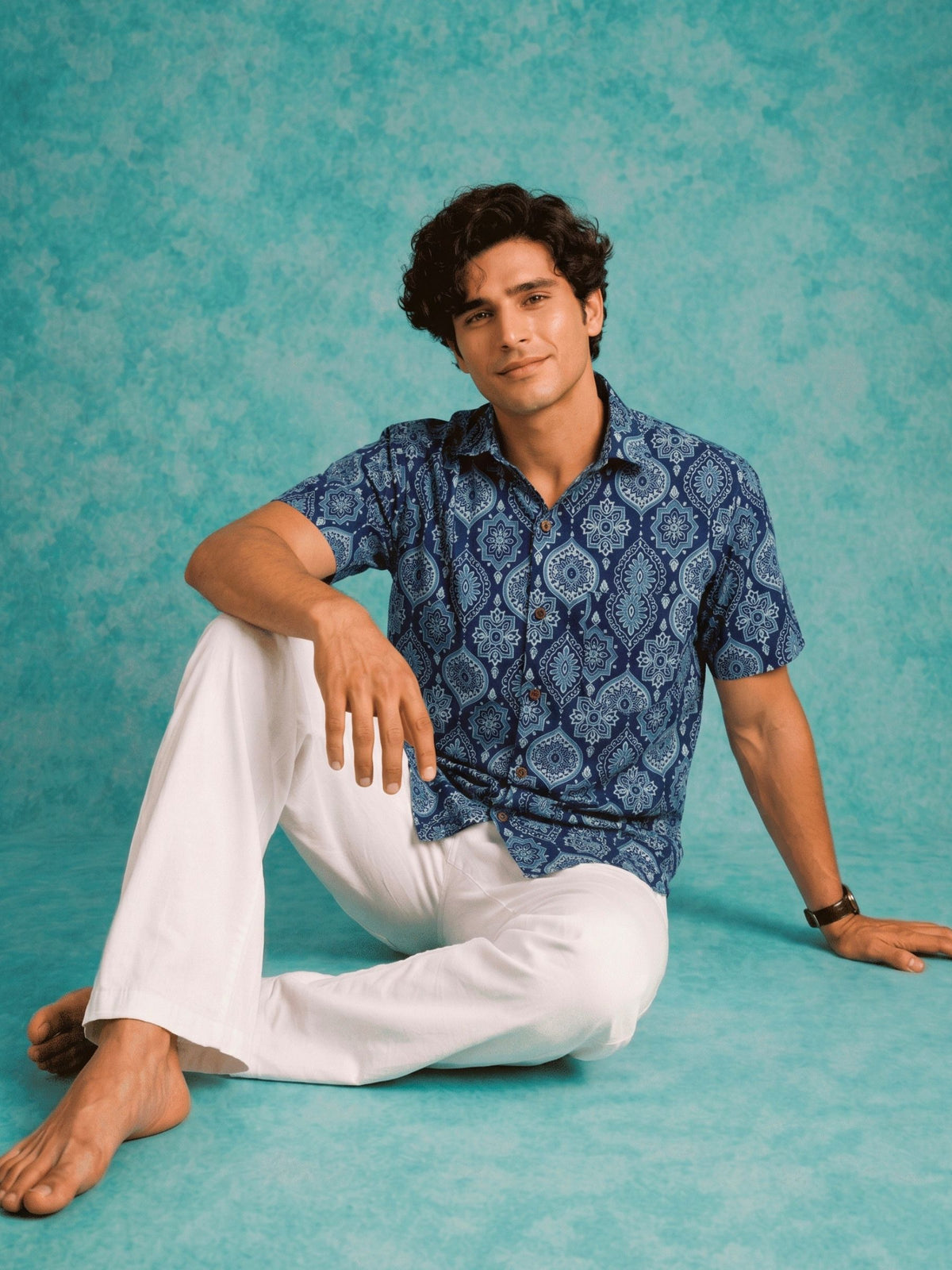 Plus Size Paisley – Printed Cotton Half Sleeve Shirt